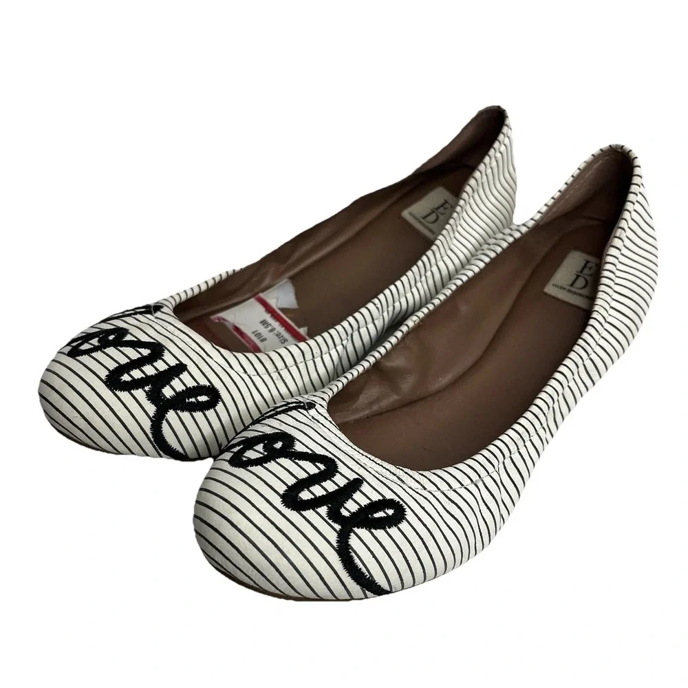 ED Ellen Degeneres Ballet Flats Love Spellout 6.5 M Y2K Boho Retro Preppy